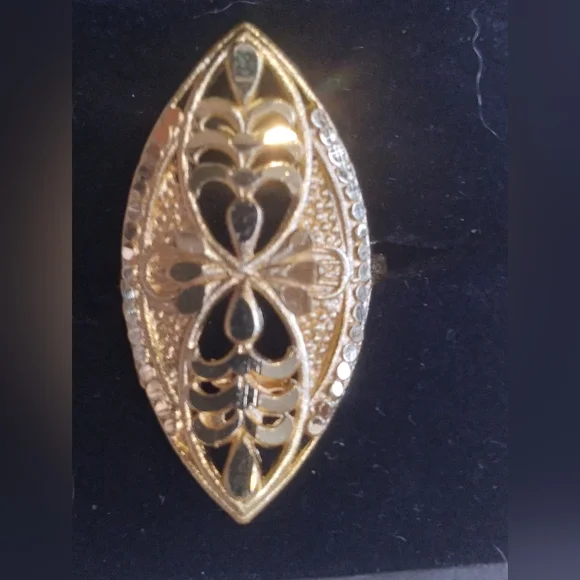 💎 #5  AMAZING DUBAI Gold Adjustable Size Shield Ring 😯 - Picture 2 of 9